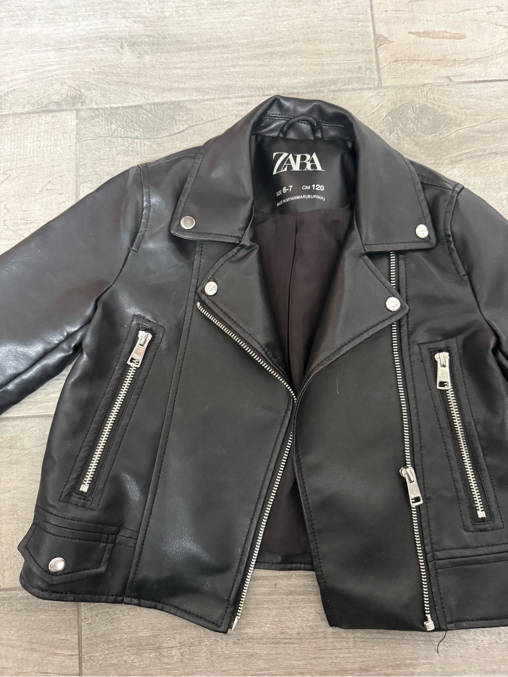 Zara kids Black Faux Leather Jacket